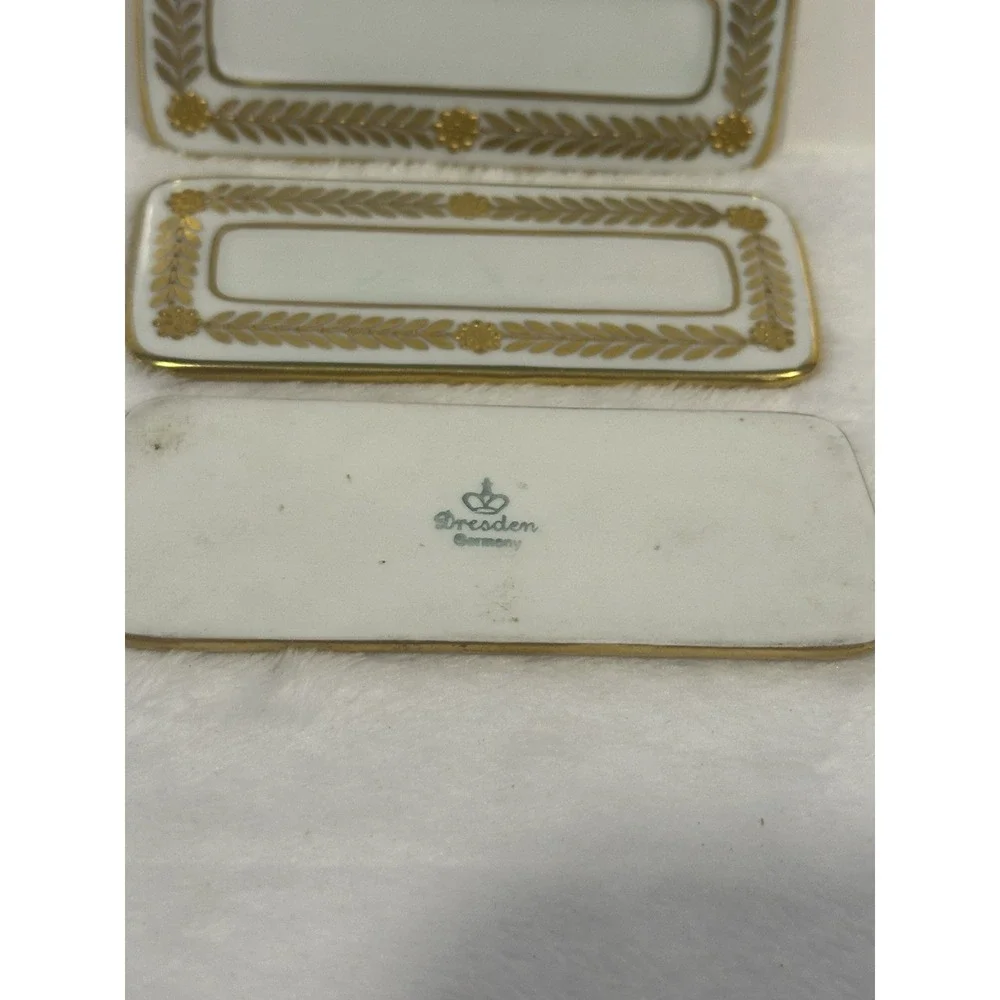 antique‎ vintage dresden porcelain Name Plates Lot Of 3